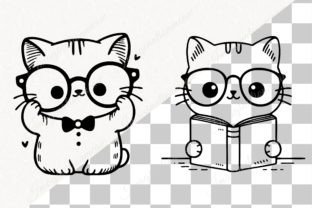 Cat with Glasses Cute Nerd Cat SVG Graphic Illustrations By Imagination Meaw 3