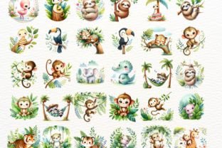 Cute Jungle Animals. Tropical Animals Graphic Illustrations By Nicolle's Colorful Art 3