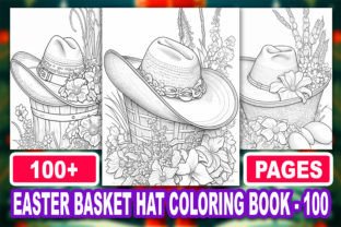 Easter Basket Hat Coloring Book - 100 Graphic Coloring Pages & Books Adults By ekradesign 1