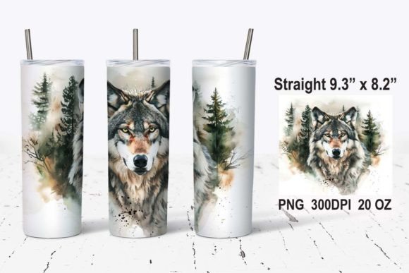 Forest Wolf Tumbler Wrap PNG Grafik Grafik-Vorlagen Von cutfilesgallery