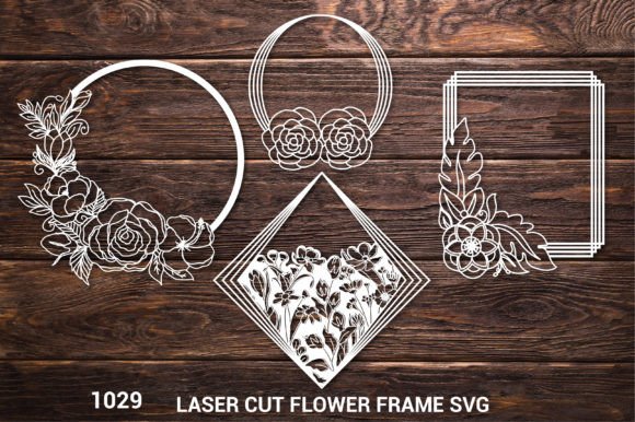 Laser Cut Flower Frame SVG Bundle 1029 Gráfico SVG 3D Por kamrun82