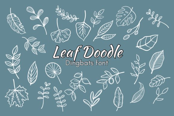 Leaf Doodle Dingbats-Schriftarten Schriftart Von Nun Sukhwan
