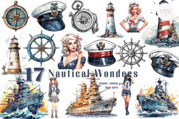 Nautical Wonders Grafika Ilustracje do Druku Przez kennocha748