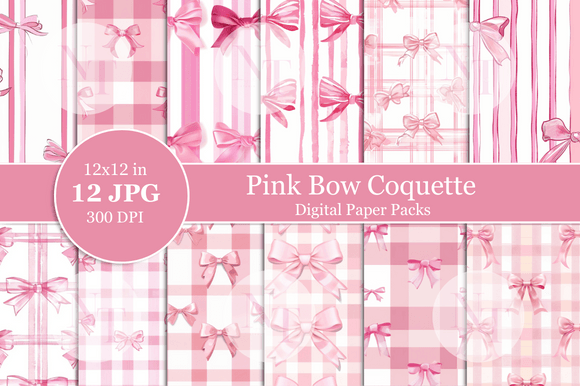 Pink Bow Coquette Digital Paper Pattern Graphic Patterns By Nam Tiwa