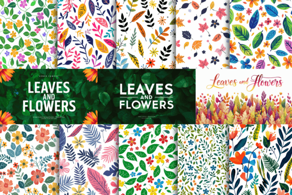 Simple Leaves and Flowers Pattern Illustration Fonds d'Écran Par Pro Designer Team