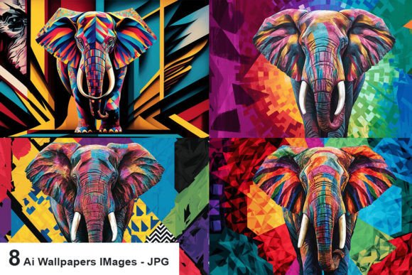 Vibrant Cubist Elephant Grafika Wygenerowane przez AI Przez BreakingDots