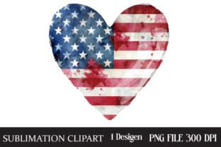 Watercolor Heart 4th of July Clipart Graphic Illustrations By CreativeCraft