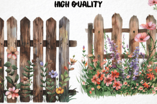 Watercolor Spring Fence Clipart Graphic Crafts By MokoDE 2