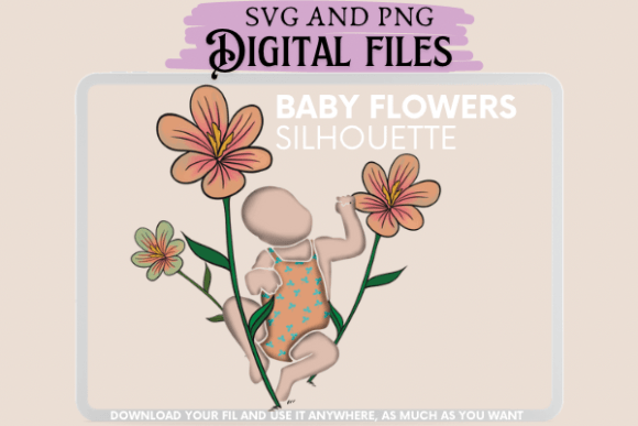 Baby Silhouette Flowers Graphic Illustrations By rayan