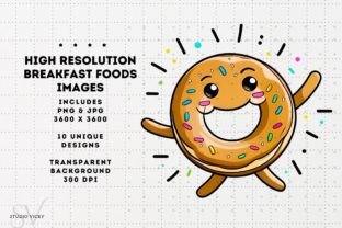 Cute Kawaii Breakfast Clipart Graphic Illustrations By Victoria Gates 3