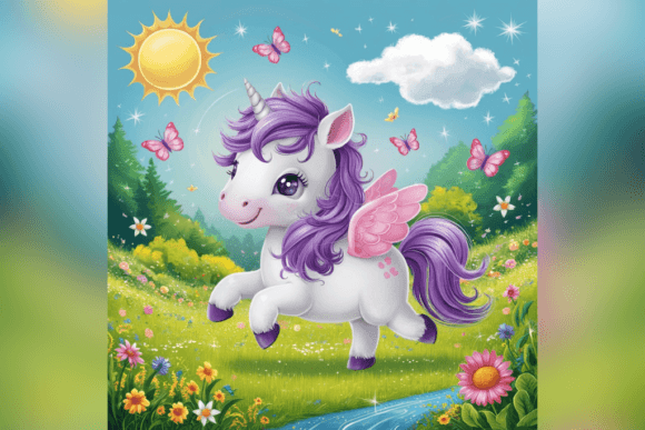 Cute Magical Unicorn Background Grafik Hintegründe Von Endrawsart