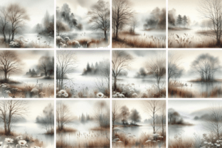 Misty Lake Watercolor Landscape Graphic Illustrations By Artistic Wisdom 2