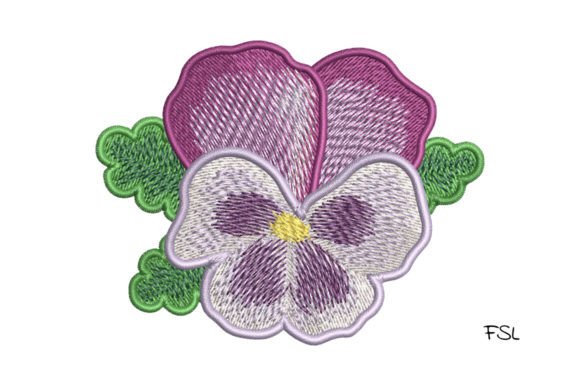 Pansy Brooch FSL Accessories Embroidery Design By EmbArt