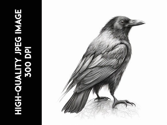 Pencil Raven Sketch Crow Drawing Picture Graphic AI Graphics By Prosanjit