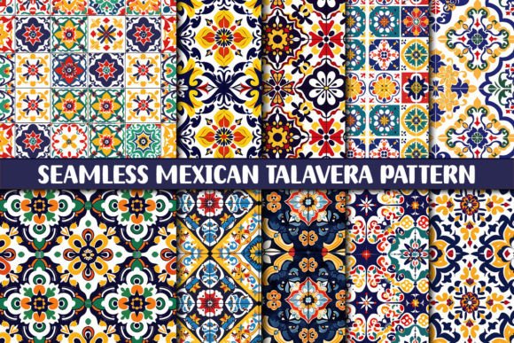 Seamless Mexican Talavera Pattern Illustration Modèles de Papier Par protabsorkar11