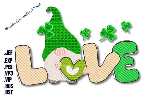 St. Patrick's Day Gnome Love St Patrick's Day Embroidery Design By Taradon Embroidery