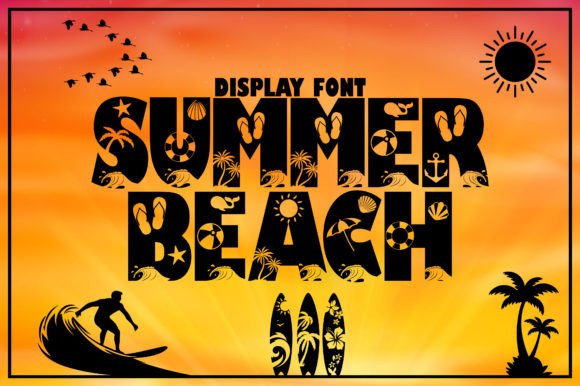 Summer Beach Czcionki Dekoracyjne Czcionka Przez AvocadoSVG