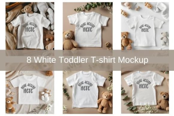 White Toddler T-shirt Mockup Bundle Gráfico Mockups de Productos Diseñados a Medida Por KIDZ CLOUDS MOCKUP