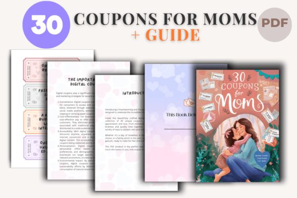 30 Coupons for Moms Ebook + Guide Graphic KDP Interiors By Nora as