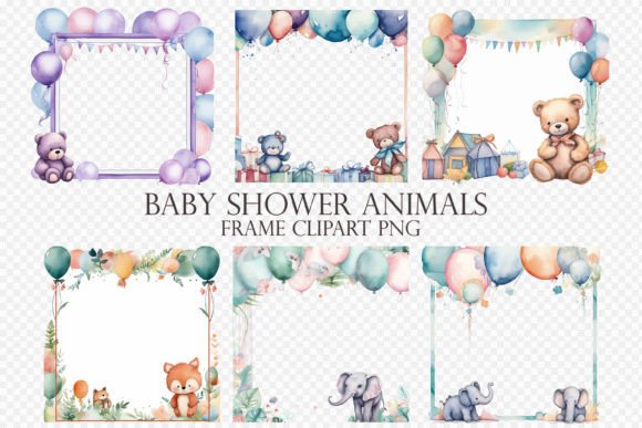 Baby Shower Animals Frame, 28 Clipart Graphic AI Transparent PNGs By Mehtap Aybastı