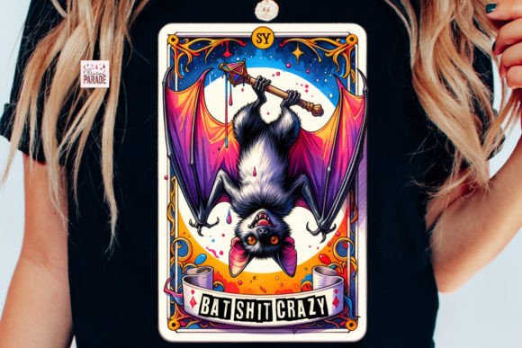 Bat Tarot Card PNG Bat Shit Crazy Gráfico Artesanato Por Pixel Paige Studio
