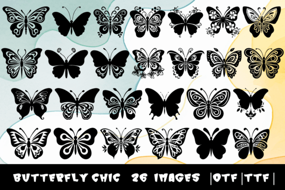 Butterfly Chic Font Dingbat Font Di MOMAT THIRTYONE