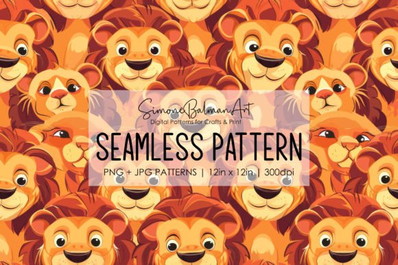 Cartoon Lions Seamless Pattern Graphic Patterns By Simone Balman Art