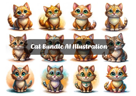 Cat Bundle AI Illustrations Grafik KI Illustrationen Von Shruti Singh