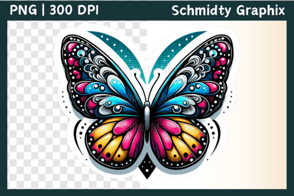 Colorful Butterfly Heart Sublimation PNG Grafika Rękodzieła Przez Schmidty Graphix