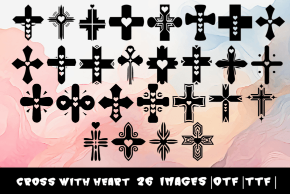 Cross with Heart Dingbats Font By MOMAT THIRTYONE