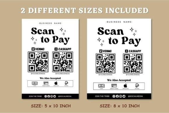 Editable Scan to Pay Sign QR Code Signs Graphic Print Templates By regalcreds