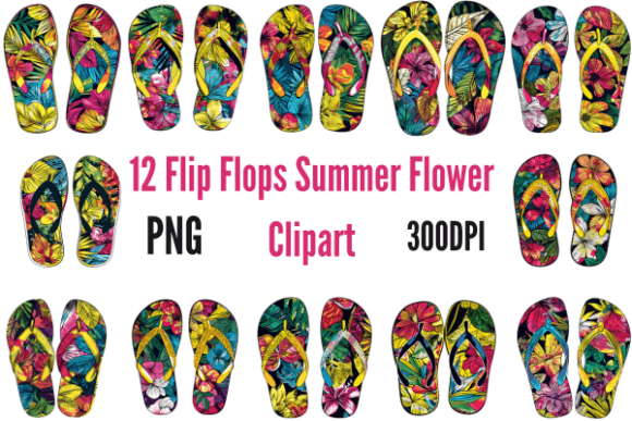 Flip Flops Summer Flower Clipart Illustration Artisanat Par Creative Flow