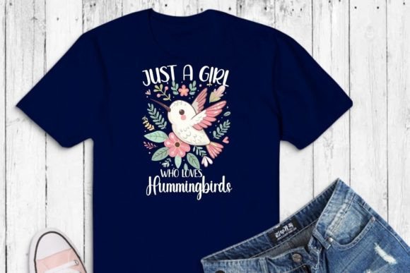 Just a Girl Who Loves Hummingbirds Shirt Gráfico Designs de Camisetas Por mizanrahmanmiraz