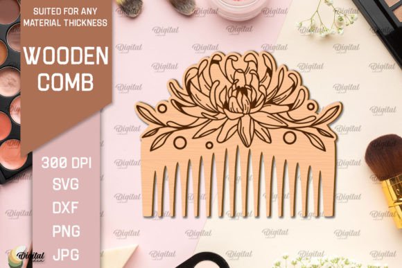 Laser Cut Wooden Hair Comb SVG Graphic 3D SVG By Digital Idea