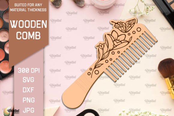 Laser Cut Wooden Hair Comb SVG Graphic 3D SVG By Digital Idea
