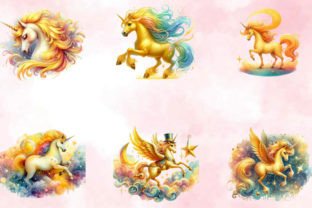 Magical Yellow Horses Clipart PNG Gráfico Ilustraciones Imprimibles Por SVGArt 2