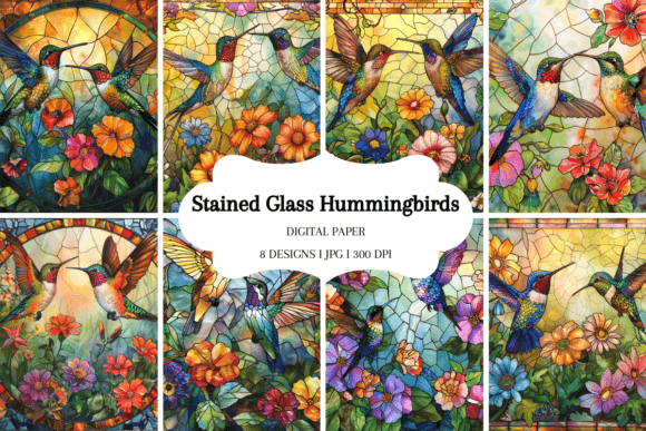Stained Glass Hummingbirds Background Graphic Backgrounds By Rainbowtown