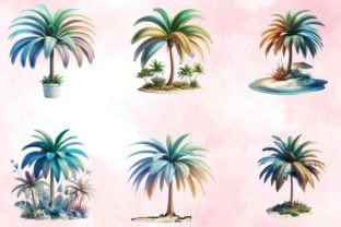 Watercolor Palm Tree Sublimation Clipart Gráfico Ilustraciones Imprimibles Por SVGArt 2
