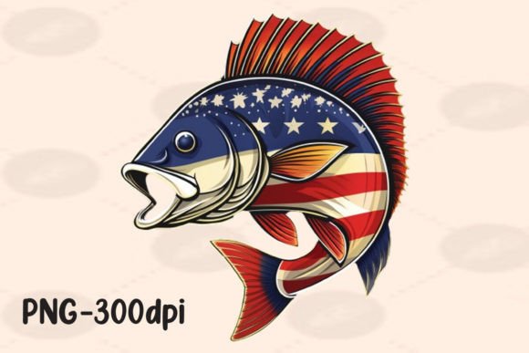 Bass Fish American Flag Fishing PNG Grafik Druck-Vorlagen Von PrintExpert