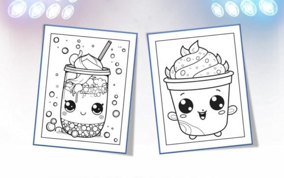 Cute-Kawaii-Food-Coloring-Pages-40-pages Graphic Coloring Pages & Books Kids By DZ Designer