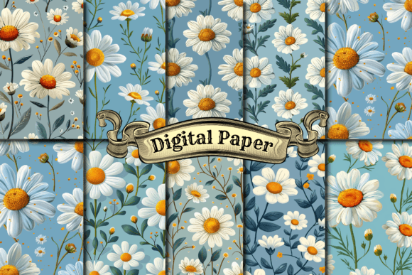 Daisy Flower Digital Paper Graphic Patterns By craftsmaker