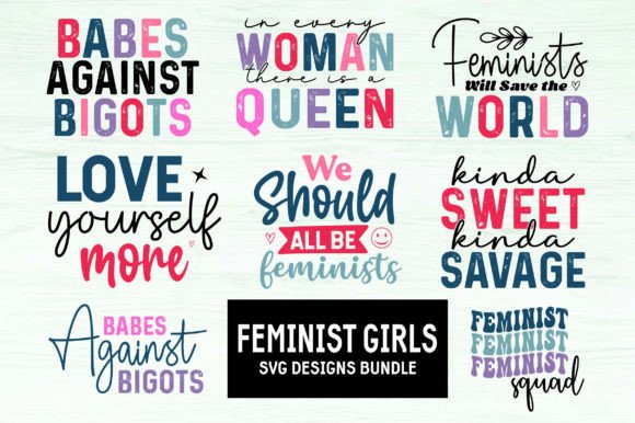 Feminist Girl SVG Designs Bundle Graphic Crafts By design studio3