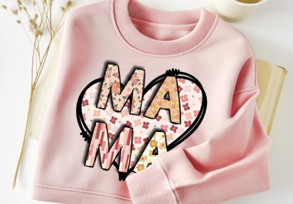 Mama PNG Floral Heart Sweatshirt Design Graphic T-shirt Designs By PositiveChic