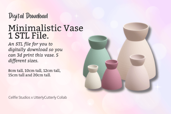 Minimalistic 1 Vase STL File - Digital D Graphic 3D Print STL By UtterlyCutterly