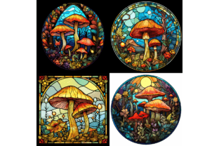 Mushroom Stained Glass Graphic Illustrations By Digital Delight 5