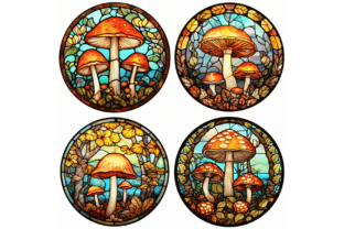 Mushroom Stained Glass Graphic Illustrations By Digital Delight 7