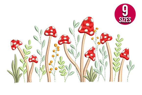 Mushrooms with Plants Ramilletes y Ramos Diseño de Bordado Por Nations Embroidery