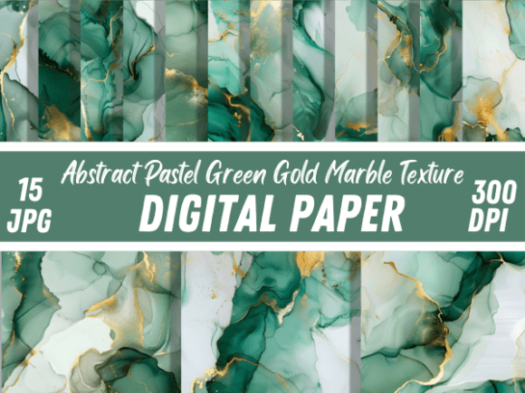 Pastel Green Gold Marble Backgrounds Graphic Backgrounds By Creative River