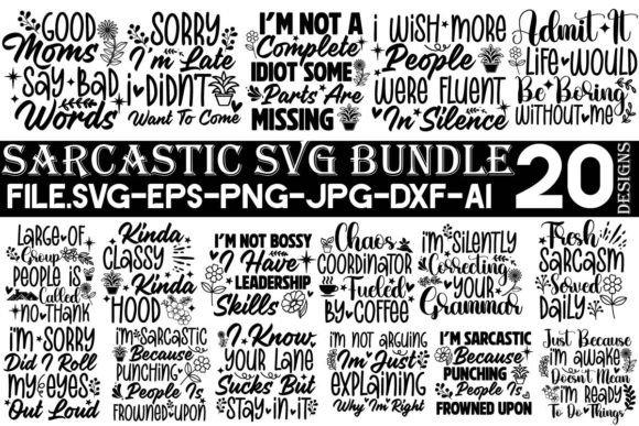 Sarcastic SVG Bundle, Funny Quotes SVG Grafica Design di T-shirt Di SimaCrafts