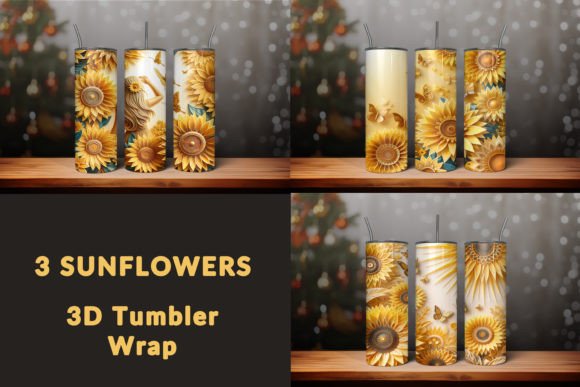 Sunflowers 3D Tumbler Wrap Gráfico Artesanato Por Flipcreatives